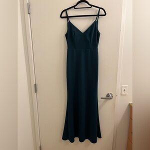 Moments of Bliss Forest Green Backless Mermaid Maxi Dress (Xsmall)
